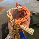 Acrylic Link Chain Leather Tassel Phone Charm Key Chain