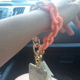 Acrylic Link Chain Leather Tassel Phone Charm Key Chain
