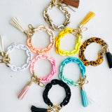 Acrylic Link Chain Leather Tassel Phone Charm Key Chain