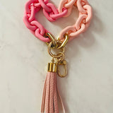 Acrylic Link Chain Leather Tassel Phone Charm Key Chain