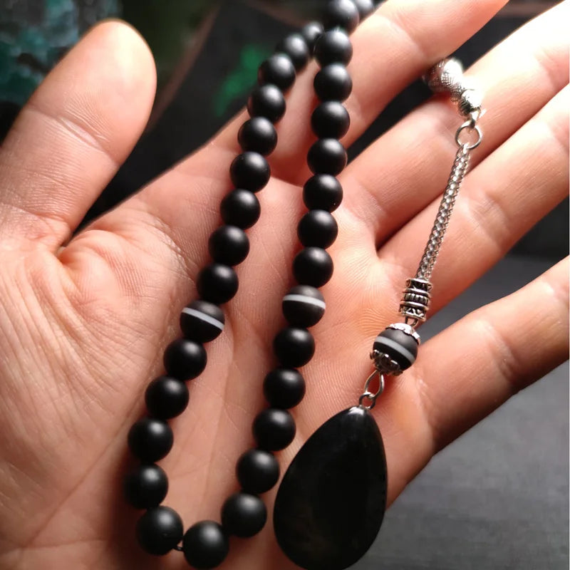 Crystal Tasbih & Agate Tassel Muslim Prayer Beads 33 66 99 Misbah Rosary