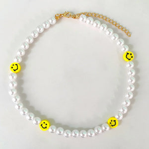 Smiling Face Pearl Necklace for Girls