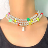 Smiling Face Pearl Necklace for Girls