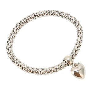 Popcorn Chain Bracelet Alloy with Heart Shaped Pendant