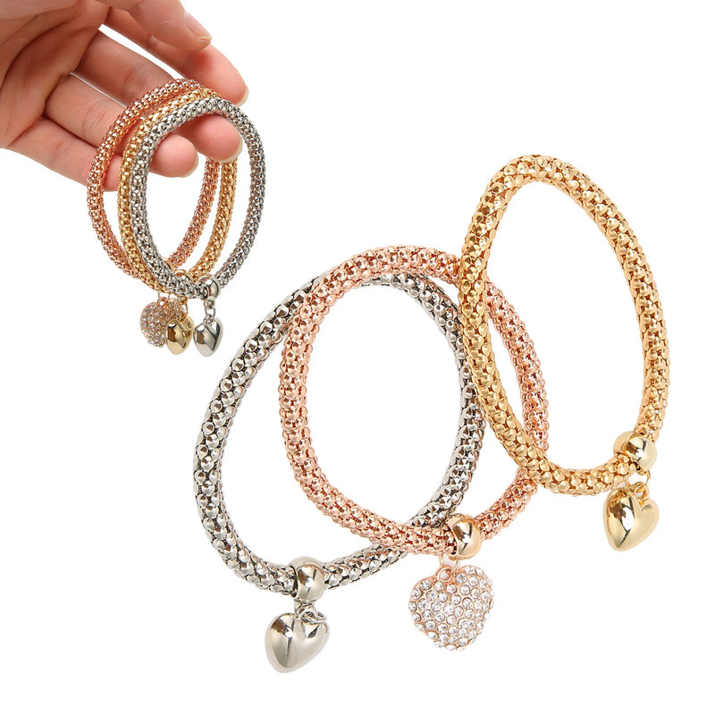 Popcorn Chain Bracelet Alloy with Heart Shaped Pendant