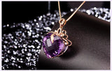 925 Silver Purple Crystal Heart Pendant Charm Jewelry for Her