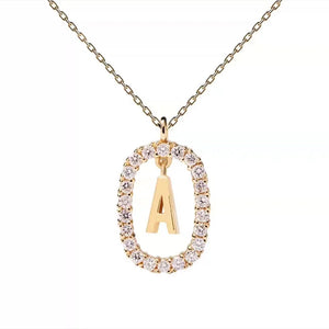 925 Silver Alphabet Necklace Initial Pendant Choker Gift Women