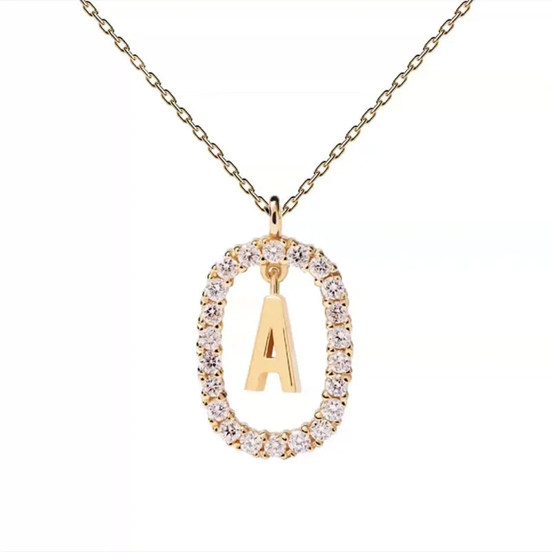 925 Silver Alphabet Necklace Initial Pendant Choker Gift Women