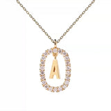 925 Silver Alphabet Necklace Initial Pendant Choker Gift Women