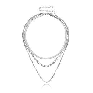 925 Silver Blade Necklace Three Layers Pendant Chains Birthday Gift