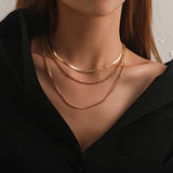 925 Silver Blade Necklace Three Layers Pendant Chains Birthday Gift
