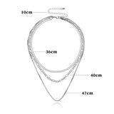 925 Silver Blade Necklace Three Layers Pendant Chains Birthday Gift