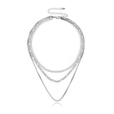 925 Silver Blade Necklace Three Layers Pendant Chains Birthday Gift
