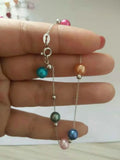 925 Silver Bracelet with Random Colored Pearls Chain Bracelet