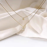 925 Silver Double Layer Butterfly Necklace Zirconia Insect Pendant
