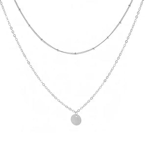 925 Silver Double Layer Necklace Pendant Choker Gift Women's Jewelry