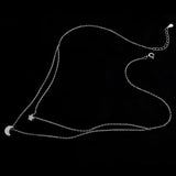 925 Silver Double Layer Necklace Star Moon Pendant Chain Wedding Gift
