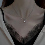 925 Silver Double Layer Necklace Star Moon Pendant Chain Wedding Gift