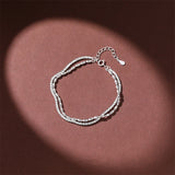 925 Silver Double Layer Gypsophila Bracelet Sparkling Fine Jewelry Party Gift