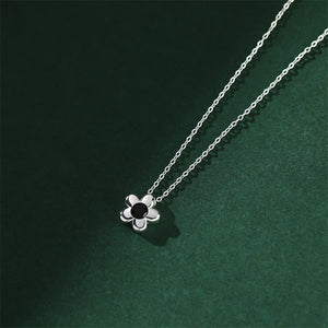 925 Silver Zircon Flower Pendant Necklace Women Birthday Party Jewelry