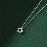 925 Silver Zircon Flower Pendant Necklace Women Birthday Party Jewelry