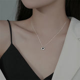 925 Silver Zircon Flower Pendant Necklace Women Birthday Party Jewelry