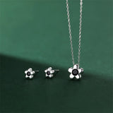 925 Silver Zircon Flower Pendant Necklace Women Birthday Party Jewelry