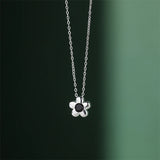 925 Silver Zircon Flower Pendant Necklace Women Birthday Party Jewelry