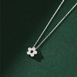 925 Silver Zircon Flower Pendant Necklace Women Birthday Party Jewelry