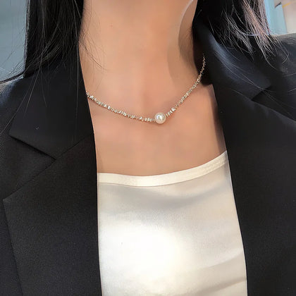 925 Sterling Silver Round Pearl Necklace For Women Fine Jewelry