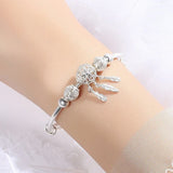 925 Sterling Silver Feather Charm Geometric Shape Bracelet Gift Women Jewelry