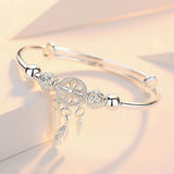 925 Sterling Silver Feather Charm Geometric Shape Bracelet Gift Women Jewelry