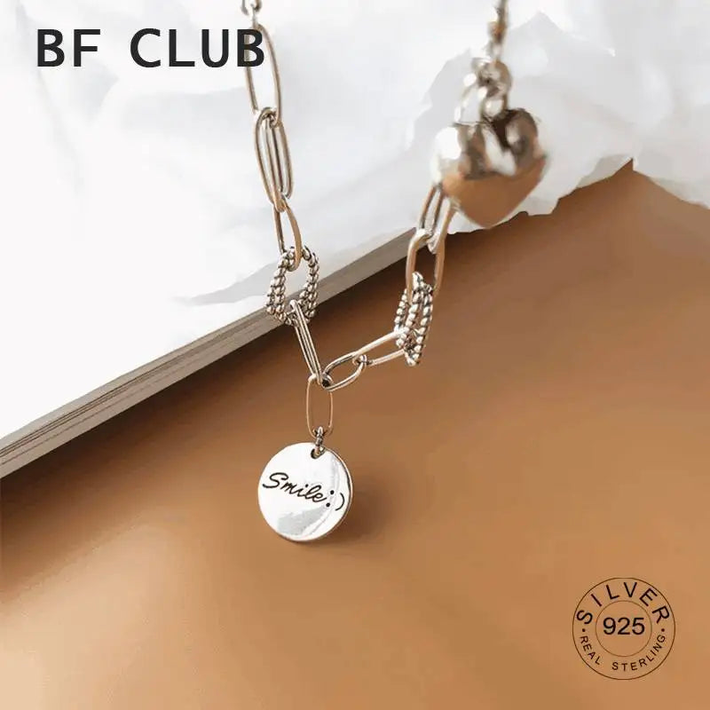 925 Sterling Silver Cat Pendant Necklace Round Letters Vintage Chain XL003