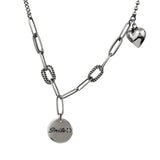 925 Sterling Silver Cat Pendant Necklace Round Letters Vintage Chain XL003