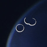 925 Silver Circle Hoop Earrings Sparkling Frosted Women's Jewelry