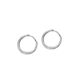 925 Silver Circle Hoop Earrings Sparkling Frosted Women's Jewelry