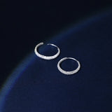 925 Silver Circle Hoop Earrings Sparkling Frosted Women's Jewelry