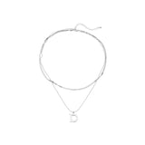 925 Silver Letter D Double Layer Necklace Blade Pendant Choker