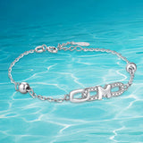925 Silver Letter M Bracelet Bangle Women Fine Jewelry Charms Birthday Gift