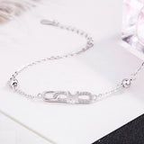 925 Silver Letter M Bracelet Bangle Women Fine Jewelry Charms Birthday Gift