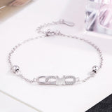 925 Silver Letter M Bracelet Bangle Women Fine Jewelry Charms Birthday Gift