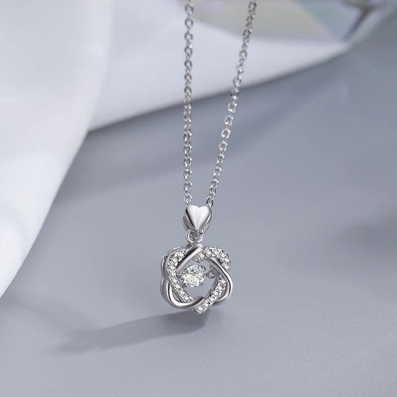 925 Silver Love Necklace Heart Pendant Chain Birthday Gift Women