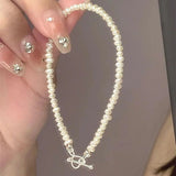 925 Silver Pearl Bracelet Love Charm Birthday Gift For Women's Jewelry
