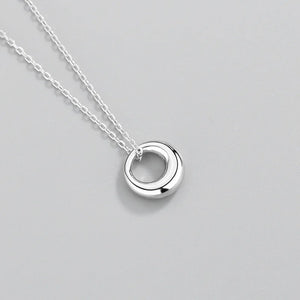 925 Silver Round Necklace Geometric Pendant Choker Gift Women's Jewelry