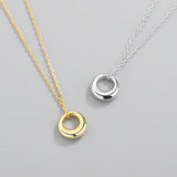 925 Silver Round Necklace Geometric Pendant Choker Gift Women's Jewelry