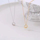 925 Silver Round Necklace Geometric Pendant Choker Gift Women's Jewelry