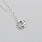 925 Silver Round Necklace Geometric Pendant Choker Gift Women's Jewelry