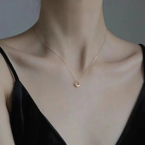 925 Silver Round Necklace Geometric Pendant Choker Gift Women's Jewelry