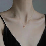 925 Silver Round Necklace Geometric Pendant Choker Gift Women's Jewelry
