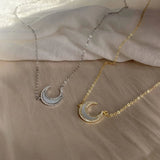 925 Silver Double-layer Clavicle Chain Moon Necklace Women's Jewelry